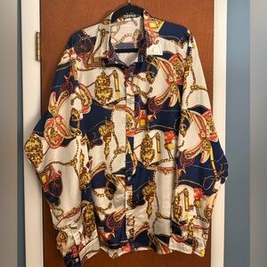 Navy and Gold Patterned Shirt